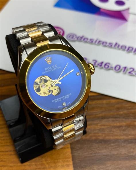 rolex skeleton automatic two tone